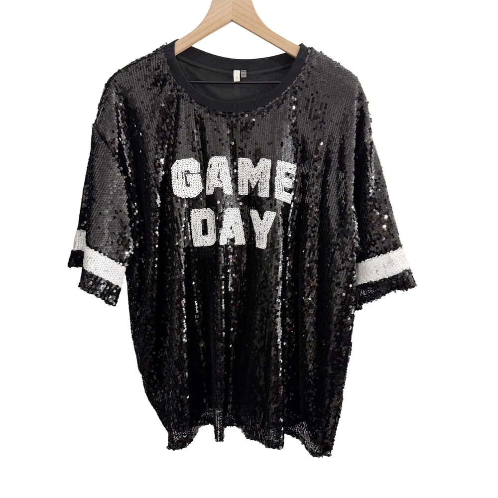 Cato Game Day Sequin Jersey Shirt Black 18/20 Football Sportswear Game Day Pep